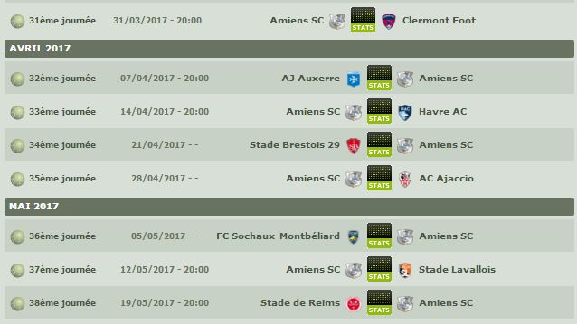 Calendrier LFP