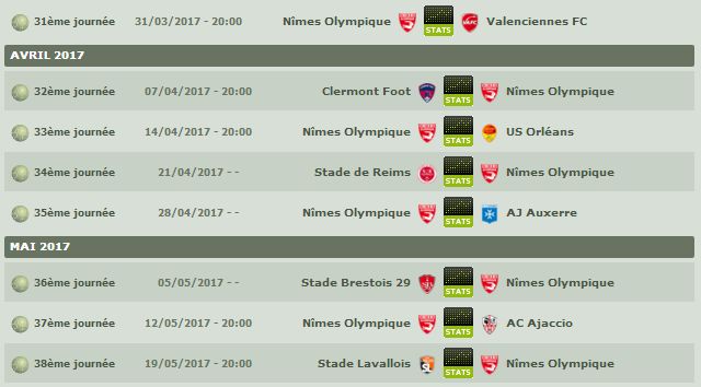 Calendrier LFP